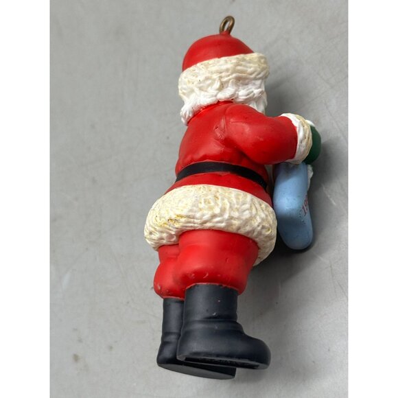 Vintage 1996 Santa Claus Christmas Ornament Holding Blue Stocking & Letter - Picture 6 of 8